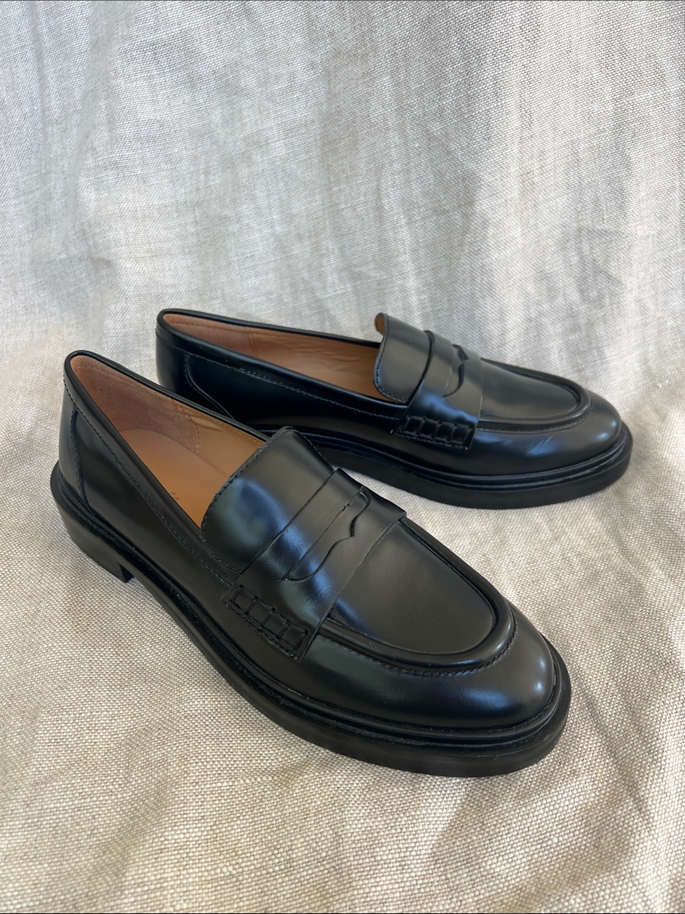 New Madewell Vernon Black Leather Penny Loafers -Sz 7